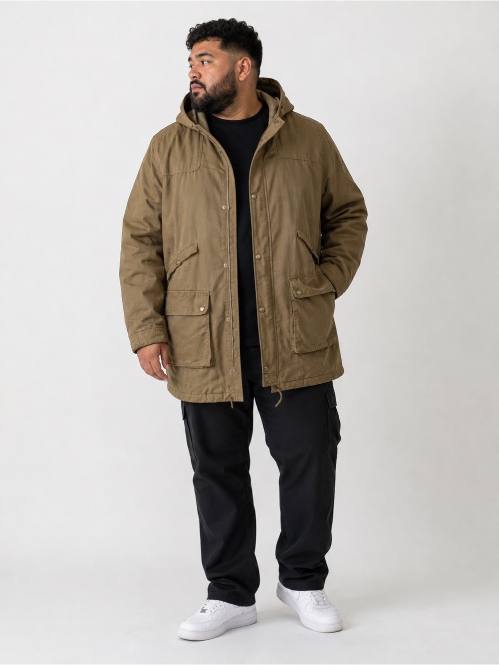 Topman Hooded Field Parka in Olive Green